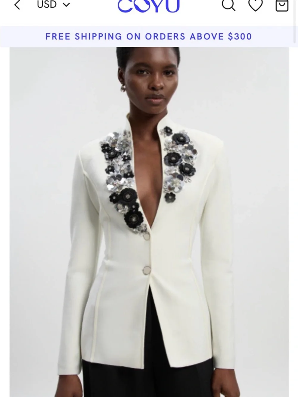 Karen Millen White Embellished Floral Appliqué Jacket - Picture 9 of 16